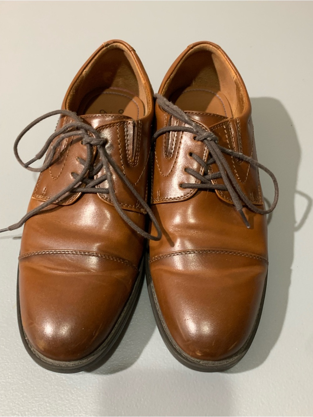 Men's Brown Leather Cap-Toe Dress Shoes